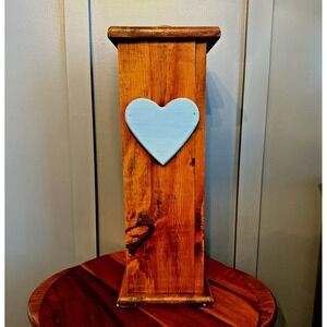 Vintage Wooden Bath Tissue Holder‎ Storage Cabinet Heart Tower Farm Cottagecore